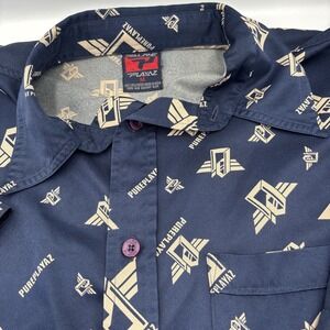 VTG Pure Playaz Shirt Y2K Button Up All Over Print Logo Short Sleeve Mens Medium